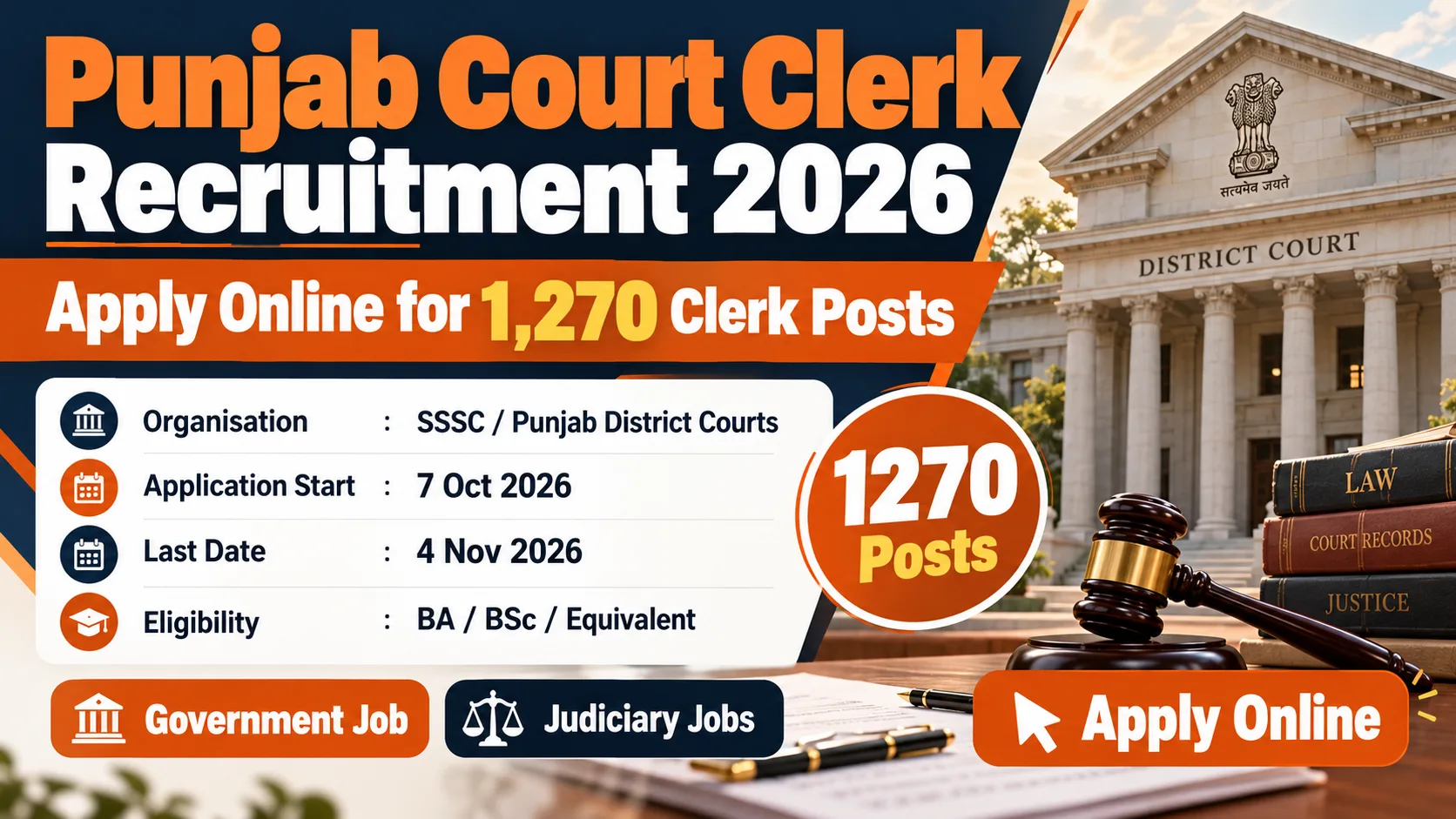 Punjab Court Clerk Recruitment 2026